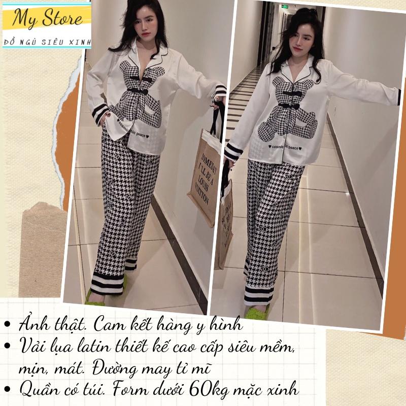 Bộ đồ ngủ nữ Pijama tiểu thư tay dài quần dài dễ thương lụa latin siêu mềm mịn mát freesize dưới 62kg MY STORE S22