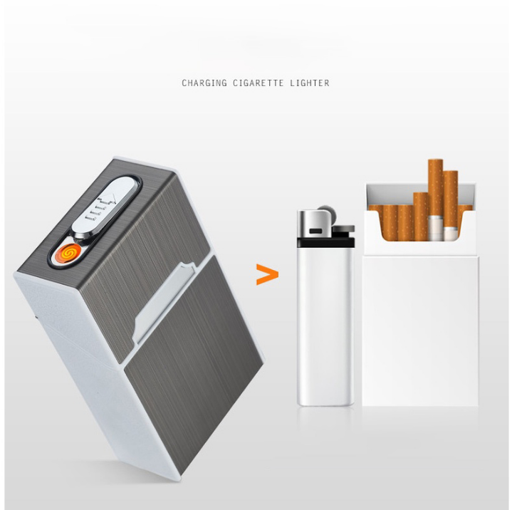 Siêu chất với hộp đựng 20 điếu kèm châm lửa hồng ngoại sử dụng sạc USB mẫu mới sang trọng