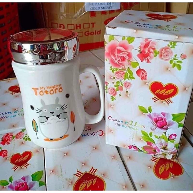 Cốc sứ giữ nhiệt nắp tráng gương cao cấp