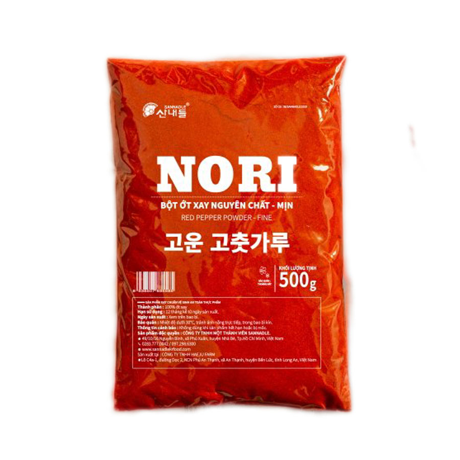 Bột ớt xay Hàn Quốc NORI 1KG - Loại mịn nguyên chất ớt 100% - Dùng để ướp kim chi hoặc chế biến các món ăn từ Hàn Quốc