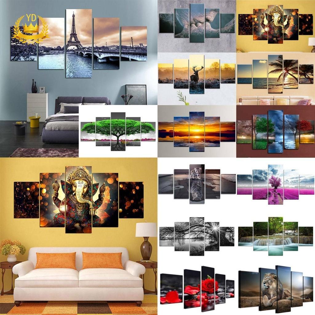 5 Panels Modern Canvas Wall Hanging Picture Printing Art Oil Home Decor Unframed HB