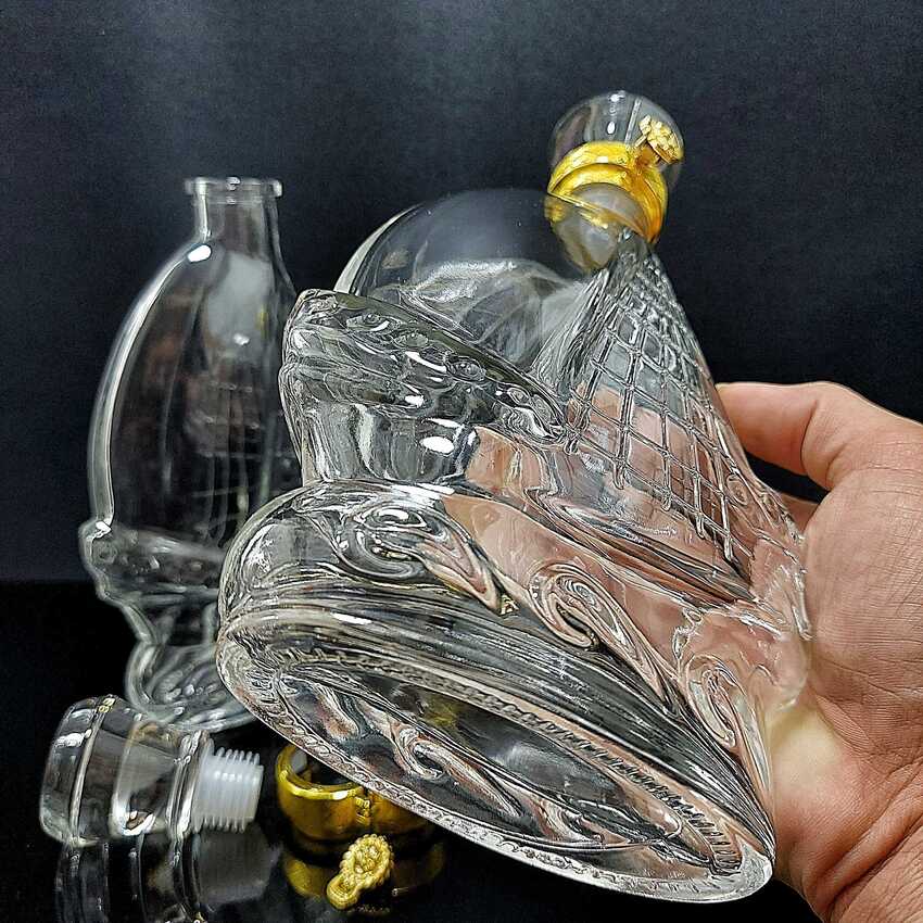 Chai Đựng Rươu Thủy Tinh 500ML cao cấp mẫu THUYỀN – Nắp đặc – Vỏ chai rươu phong thủy – Thuận buồm xuôi gió (C22)