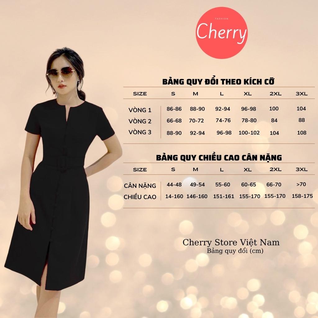 Váy nữ maxi công sở có đai thắt eo sang trọng CHERRY đầm nữ maxi thiết kế có đai cổ tàu cá tính V036