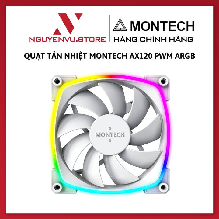 Quạt tản nhiệt Montech AX120 PWM / RX120 PWM - 9 cánh quạt siêu bền LED ARGB - Hàng chính hãng