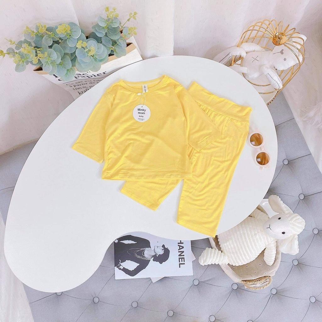 Bộ Minkey Mom, Peekaboo Dài Tay Cạp Cao Chất Thun Lạnh, Bộ Quần Áo Trẻ Em Từ 8-20kg