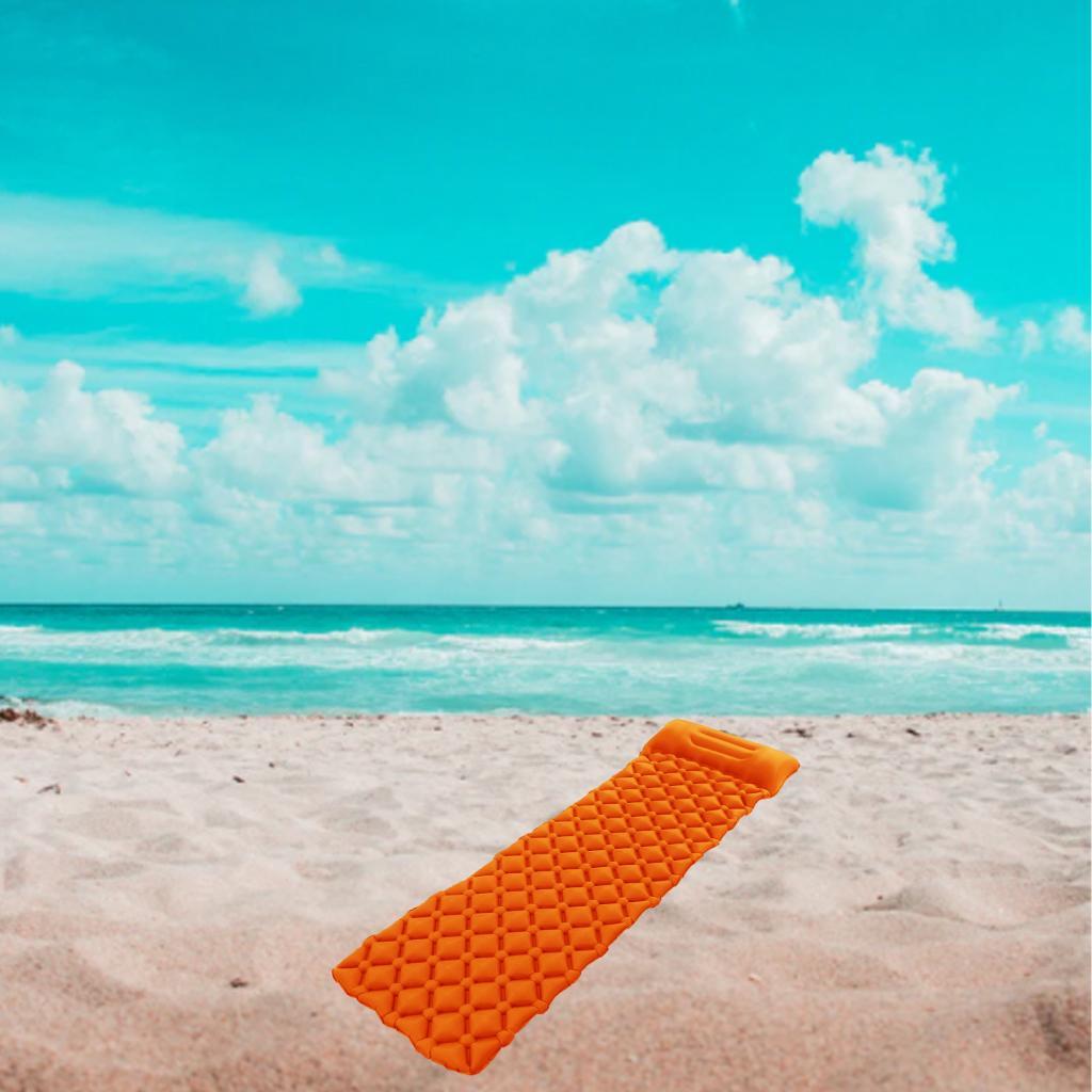 Compact Inflatable Camping Mattress Sleeping Pad with Pillow Nylon+TPU Trekking Travel Air Mat Camping Mat Air Mattress Waterproof Foldable Furniture