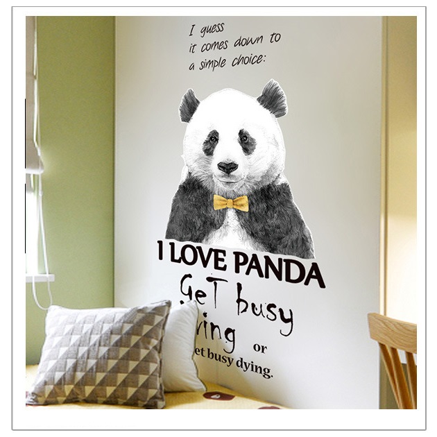 Decal dán tường I love Panda và thông điệp ý nghĩa AmyShop DKN101