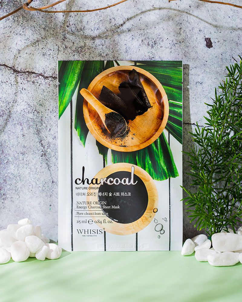 Mặt nạ than hoạt tính Whisis Nature Origin Energy Sheet Mask thải độc, se khít lỗ chân lông