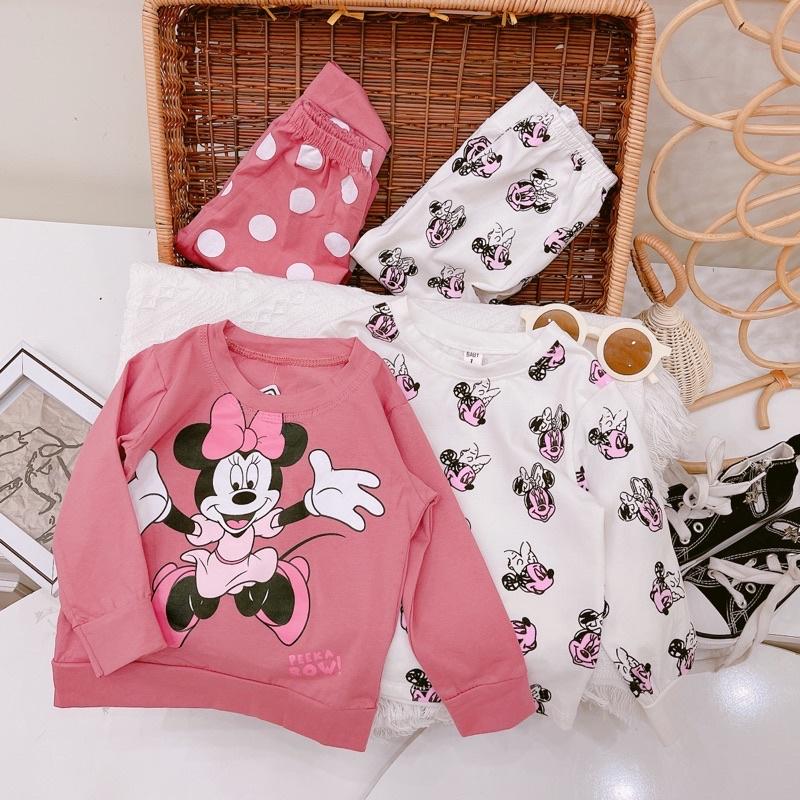 Bộ cotton hoạ tiết mickey 8-19kg quần áo bé gái chất cực đẹp