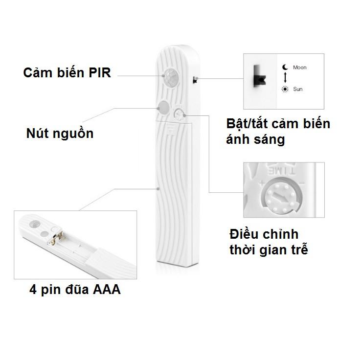 Bộ Đèn Led Dây Dài 3m Dùng Pin Cảm Ứng PIR Tủ Quần Áo DT03