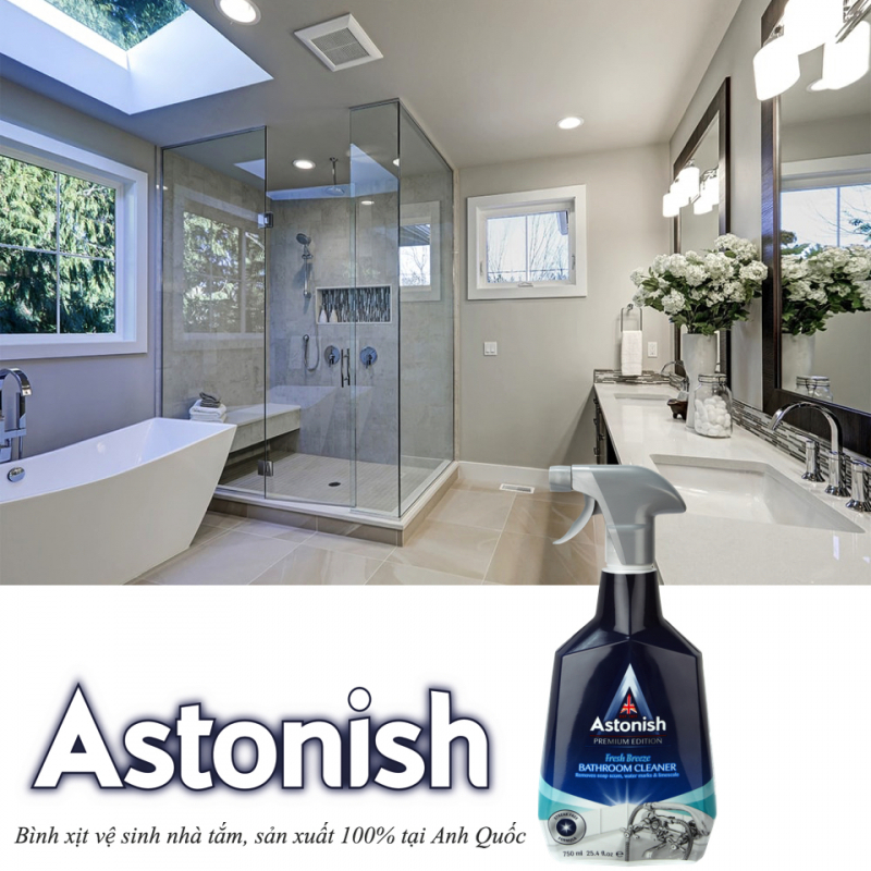 Bình xịt vệ sinh nhà tắm Astonish C6710 750ml làm sạch các vết bẩn mảng bám vết ố và các vết cặn phèn