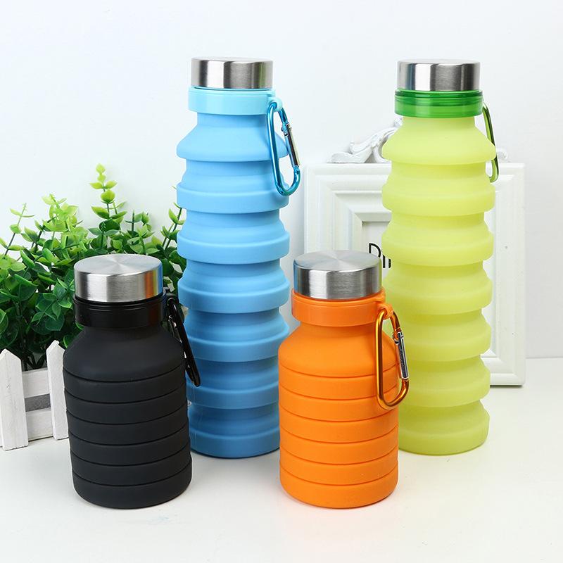 Ốp Nước Di Động Gấp Gọn Cốc Bình Trái Cây Chống Rò Rỉ Thể Thao Đi Xe Đạp Du Lịch Cắm Trại Bình Có Nắp Đậy