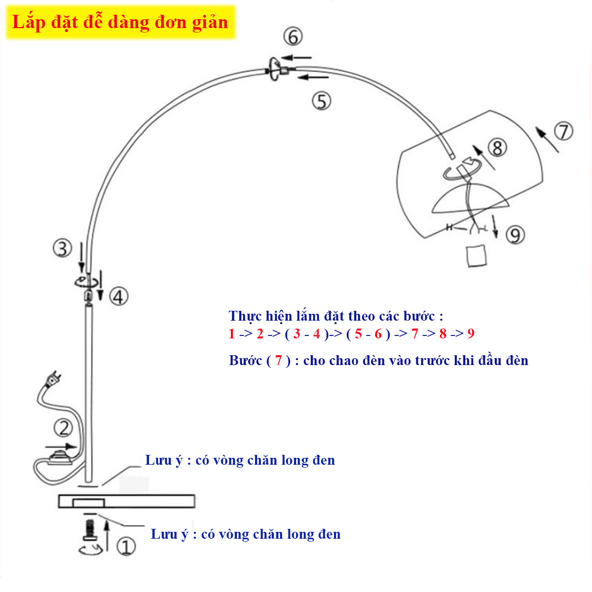 Đèn Đứng Trang Trí Nội Thất Hiện Đại - Uốn Cong, Xoay 360°, Đế Đá Cẩm Thạch Tự Nhiên - Chất Liệu Cao Cấp, Phong Cách Hiện Đại D520 &amp; D570 - Hàng Chính Hãng.