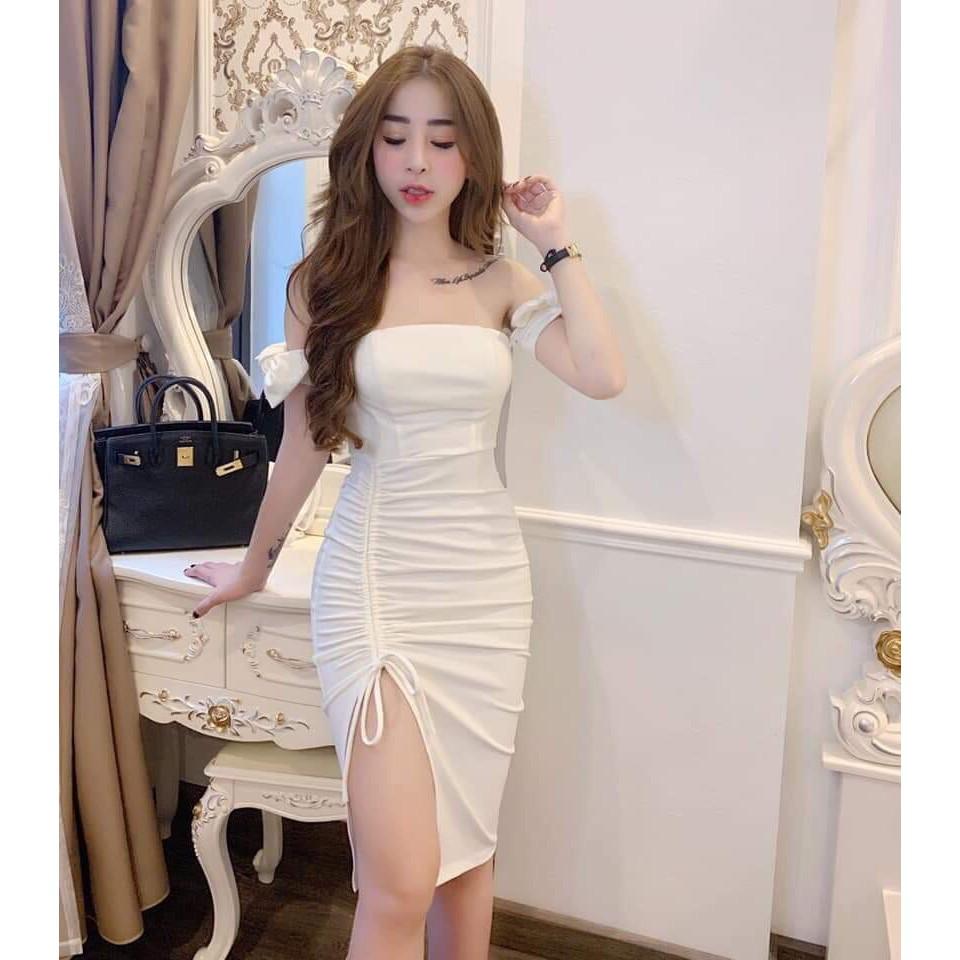 Đầm cúp ngực tay nơ (có mút ngực) trẻ trung phong cách thời trang 2019