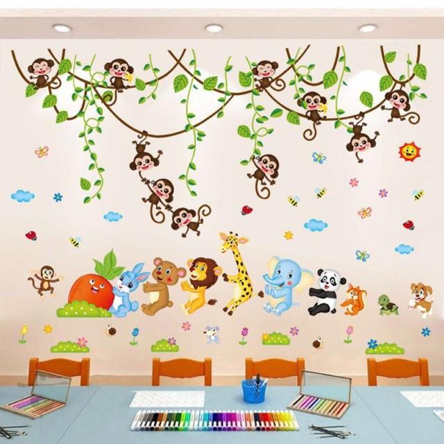 BỘ COMBO DECAL GHÉP ĐÔI dán tường - Cà Rốt 01 và Dây Leo Khỉ