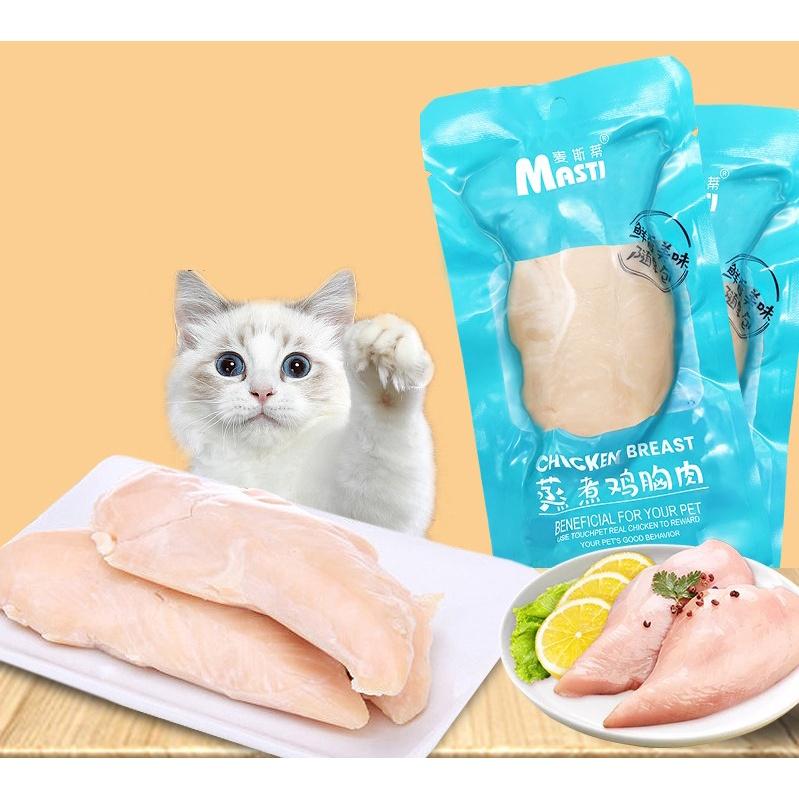 Ức Gà Hấp Masti Cho Mèo 80g - Ức Gà Ăn Liền Cho Mèo Mọi Lứa Tuổi