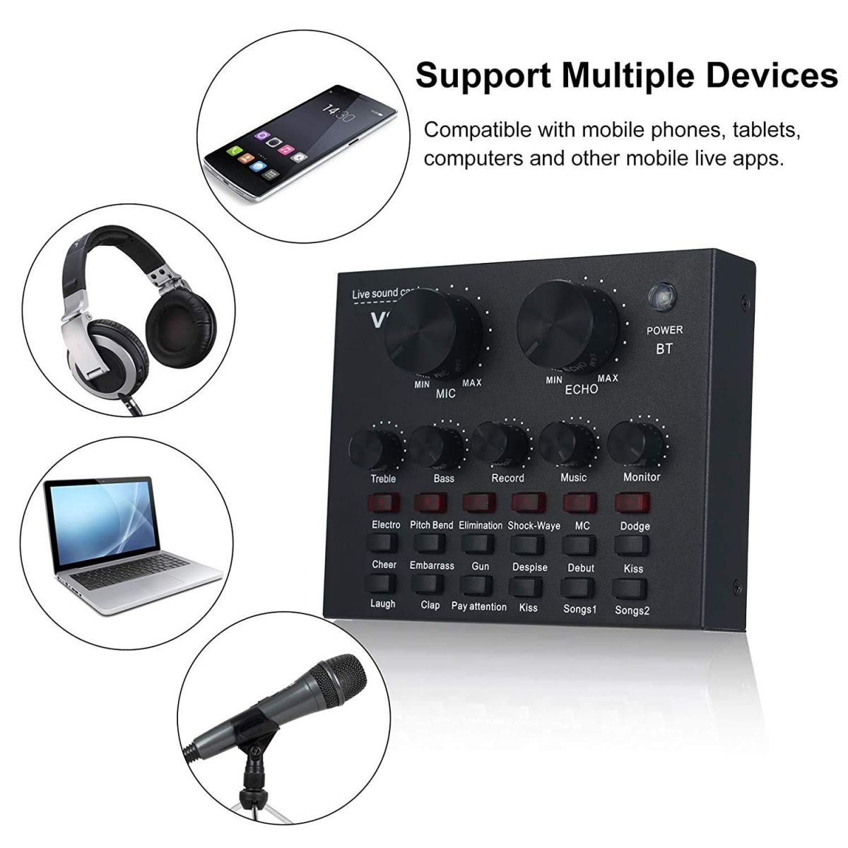 Sound Card Thu Âm Livestream V8 Có Bluetooth