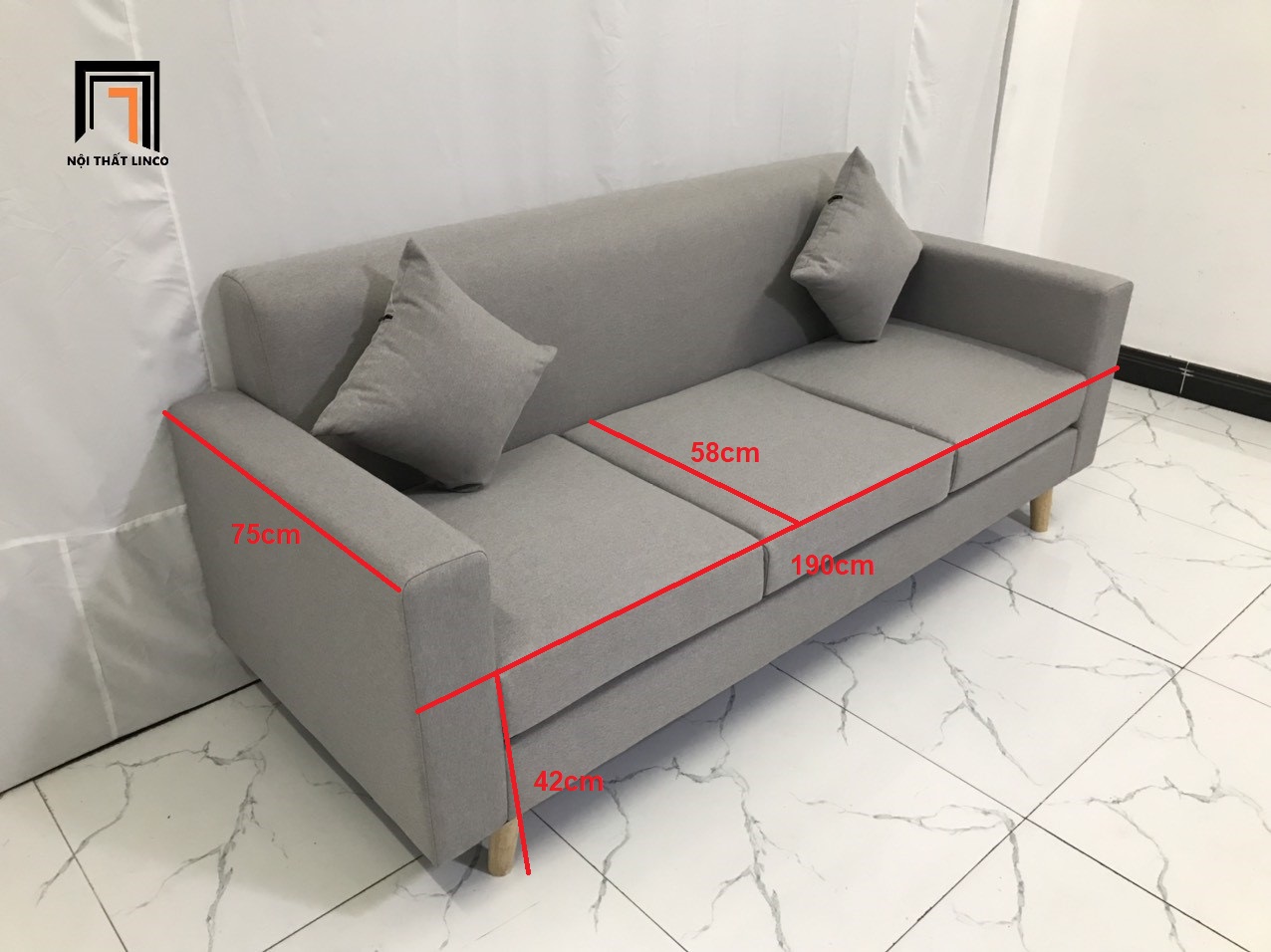 Bộ ghế sofa băng phòng khách dài 1m9 giá rẻ vải bố nhiều màu sắc