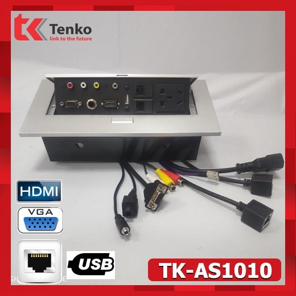 Hộp Ổ Cắm Điện Âm Bàn Họp Sơn Tĩnh Điện Màu Bạc Tenko TK-AS1010