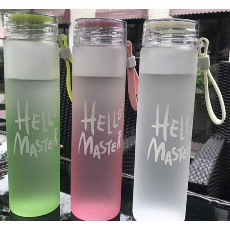 Bình đựng nước thủy tinh Hello Master 450ml nhiều màu