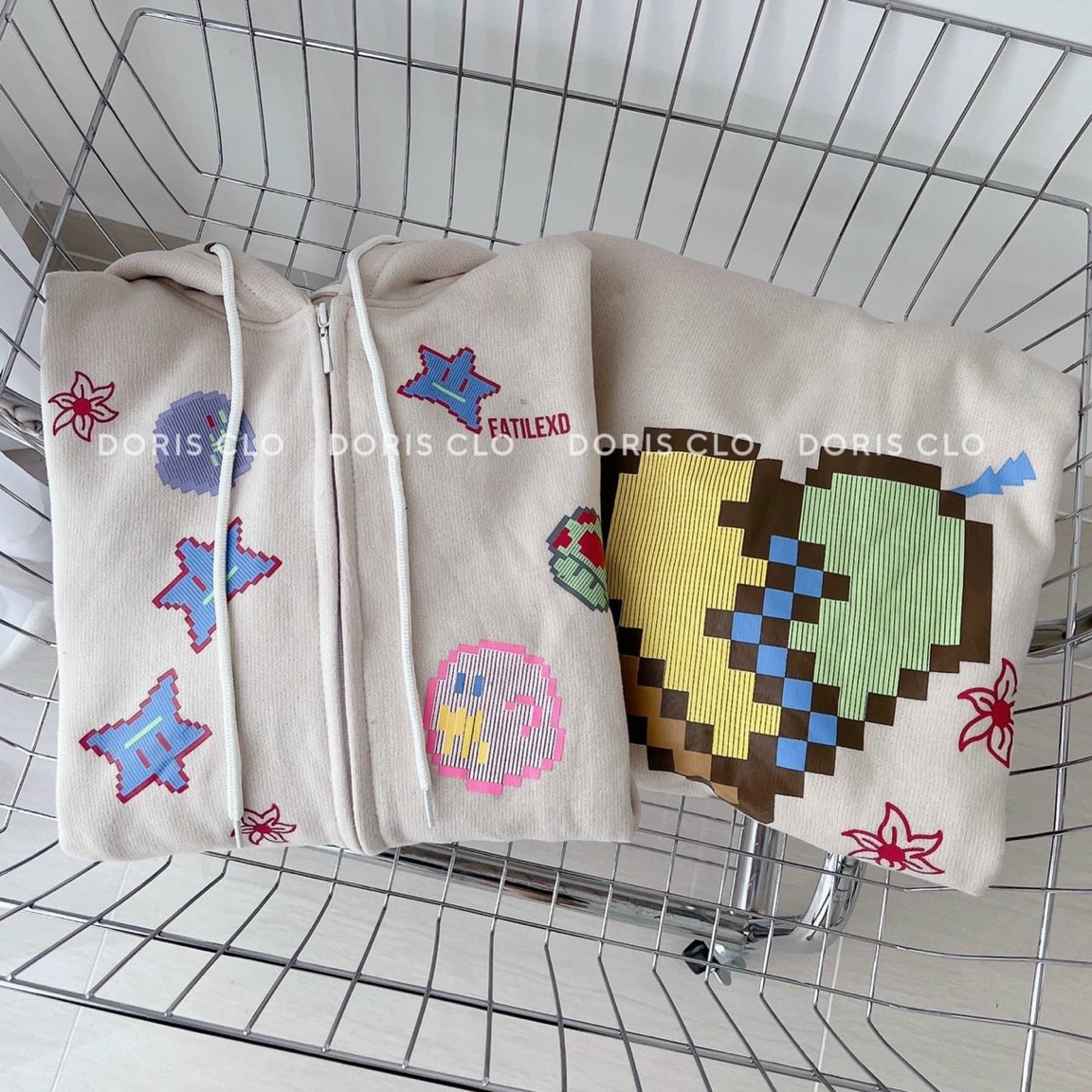 Áo Khoác Zip Kéo Form Rộng ICON GAME CUTE, Áo khoác zip nỉ lót bông form rộng EATILEXD unisex