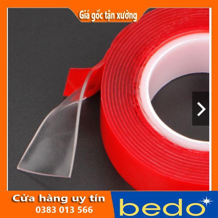 Băng keo trong suốt 2 mặt siêu dính bản rộng 2cm cuộn 3m dài