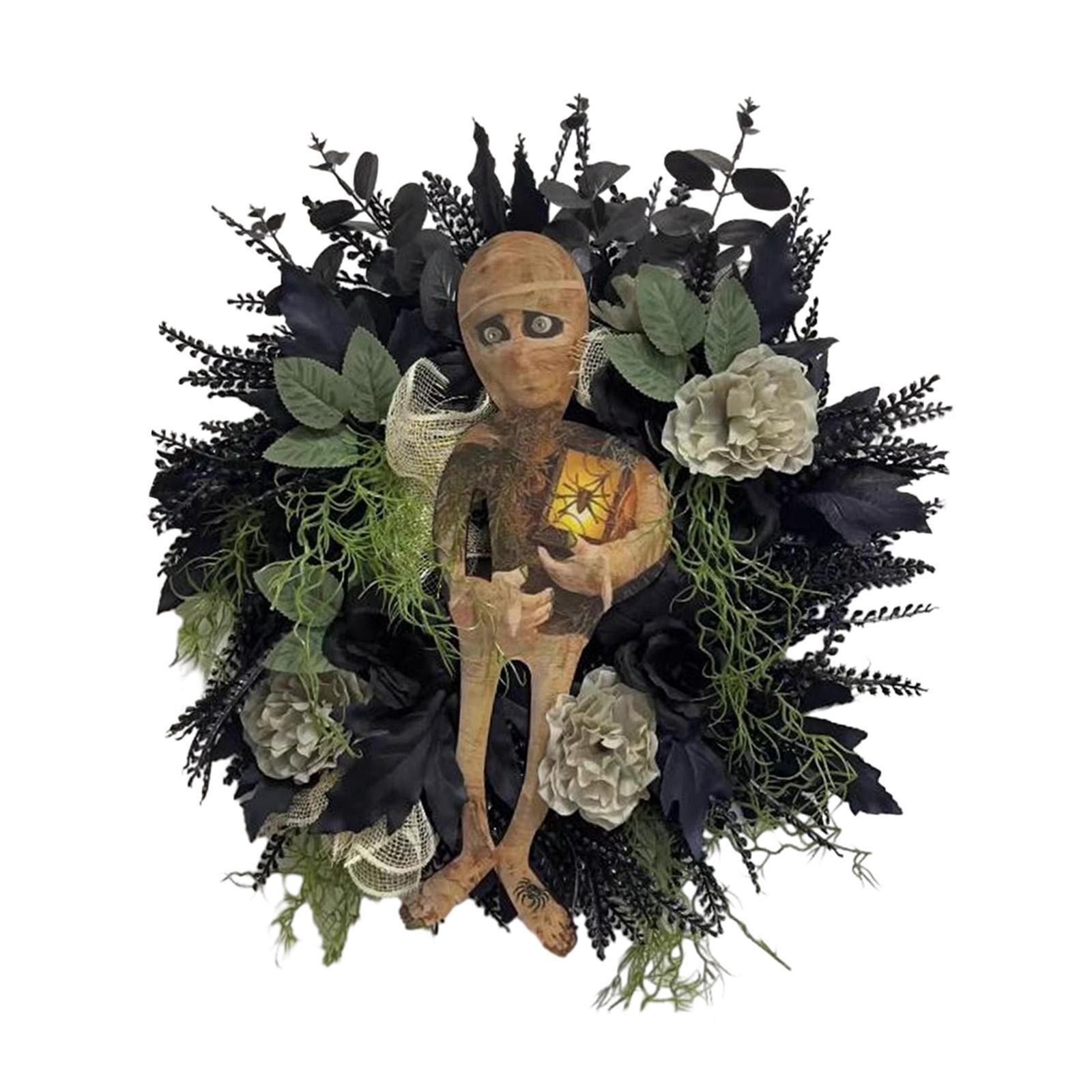 Halloween Wreath Flower Wreath Wall Hanging Artificial Wreaths Home Decor Indoor Front Door Wreath for Festivals Photo Props Party