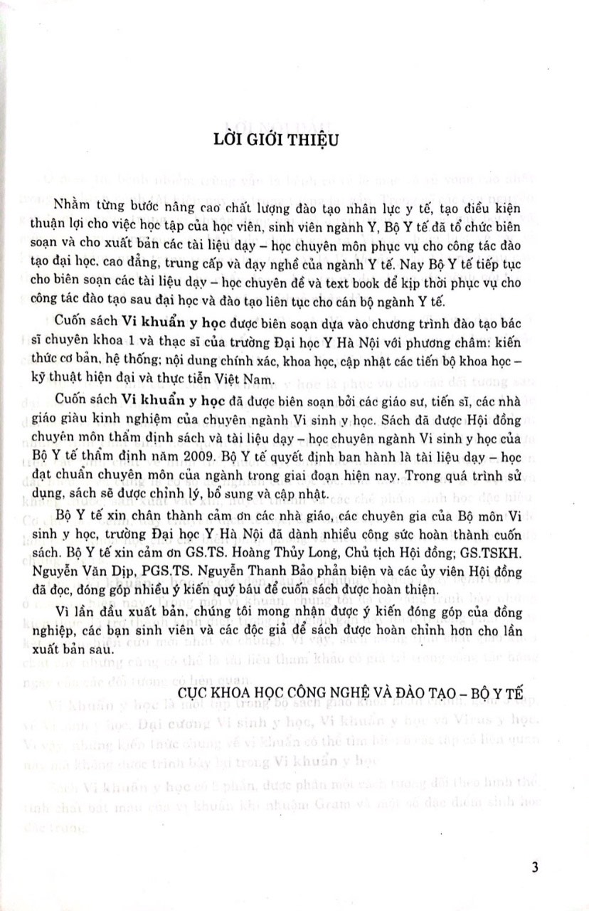 Vi Khuẩn Y Học ( Dùng cho đào tạo bác sĩ và học viên sau đại học)