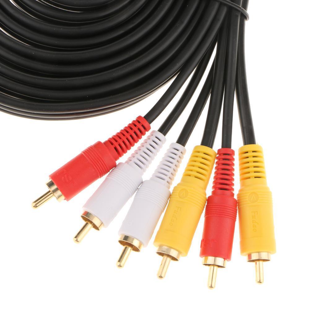 RCA Audio Video AV Cable Cord Line 3 Male to 3 Male Gold Plated