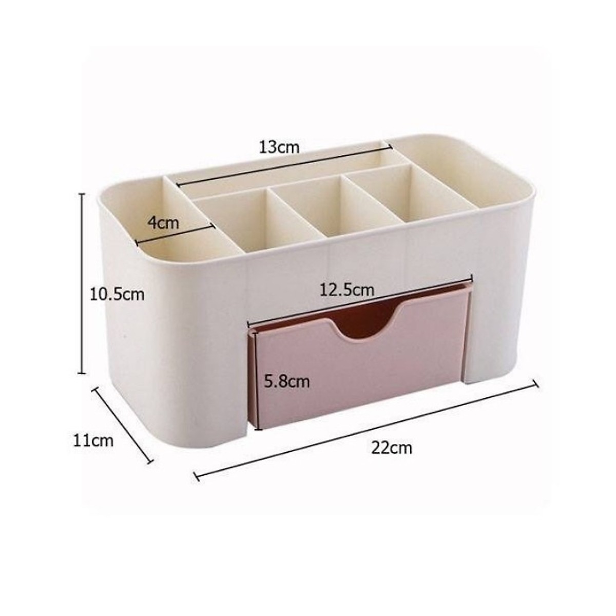 Kệ Đựng Mỹ Phẩm Mini Nhiều Ngăn Bằng Nhựa Để Bàn Tiện Dụng (22 x 11 x 10.5cm)