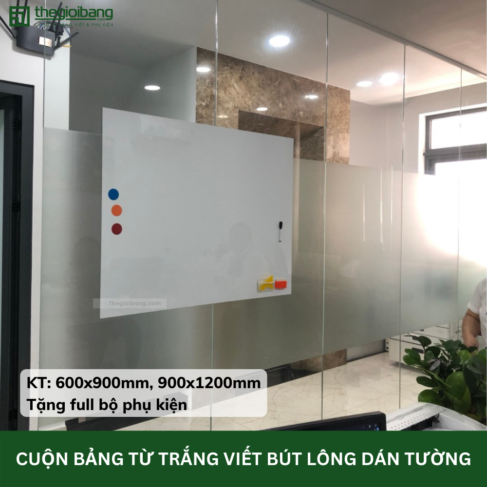Cuộn Bảng Từ Trắng Hít Nam Châm MAGROLL - KT 60x90cm - Tân Hà - Tặng Phụ Kiện