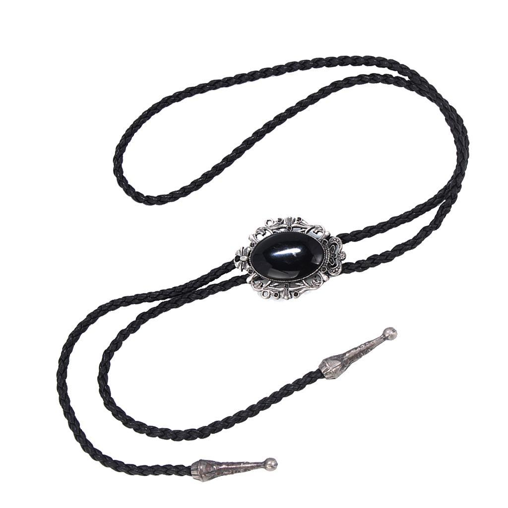 2X Vintage Western Cowboy Boho Tie Pendant Necklace Collar-Black