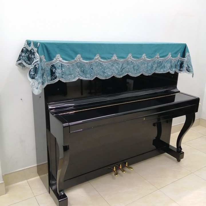 KHĂN PHỦ ĐÀN PIANO CƠ MẪU VẢI CAO CẤP PHỐI REN XANH NGỌC