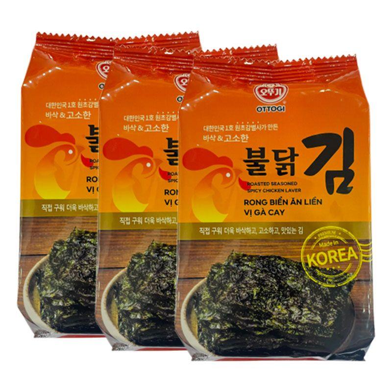 Lô 3 gói rong biển ăn liền vị gà cay OTTOGI 4.8g lô – 8809448390801