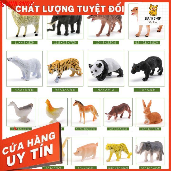 Đồ chơi mô hình con vật cho bé khám phá thế giới, bộ thế giới động vật và cây cối 58 chi tiết có hộp đựng