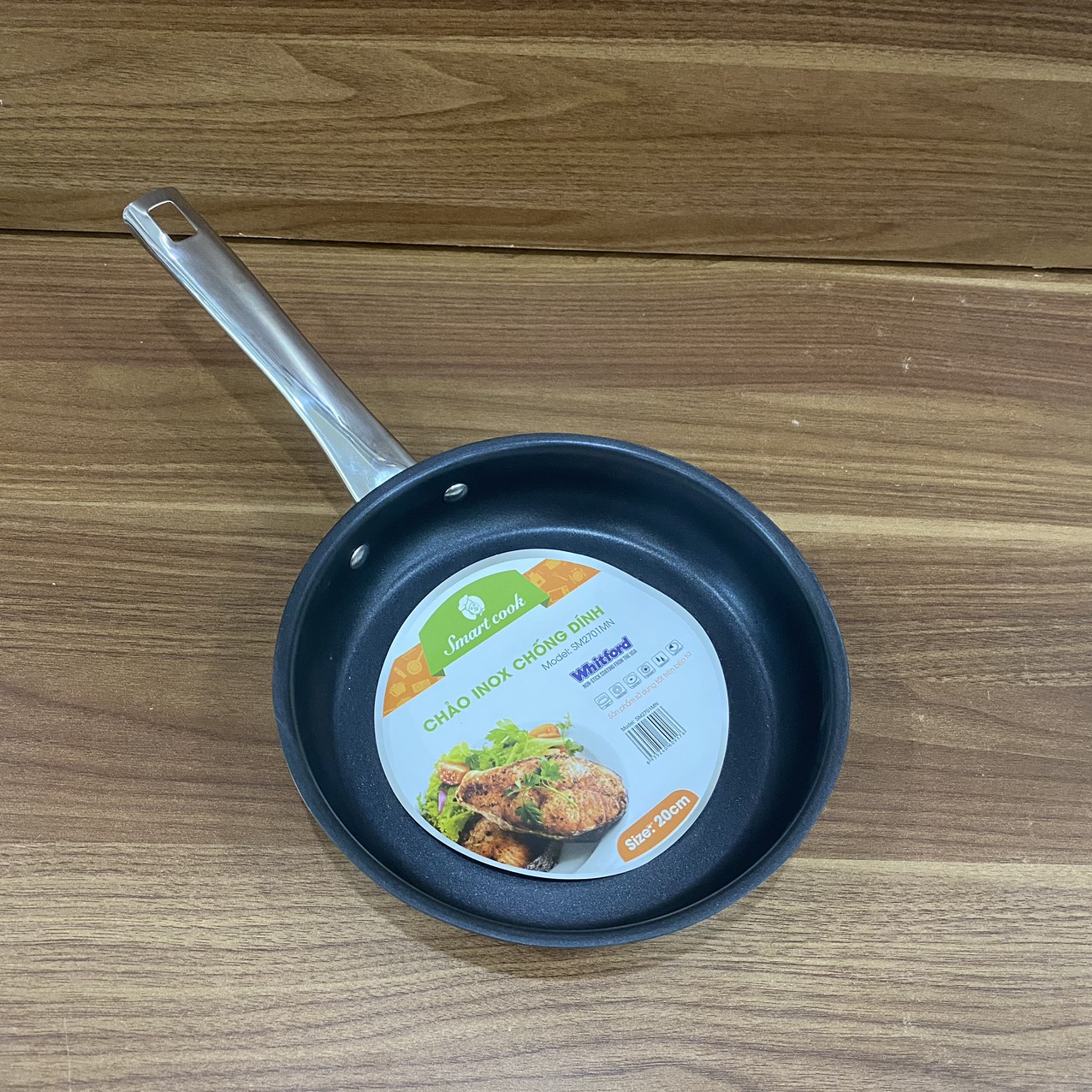 Chảo INOX Chống Dính 3 Lớp Đáy Từ Elmich SM-2701 Size 20cm, SM-2702 Size 24cm - Hàng chính hãng