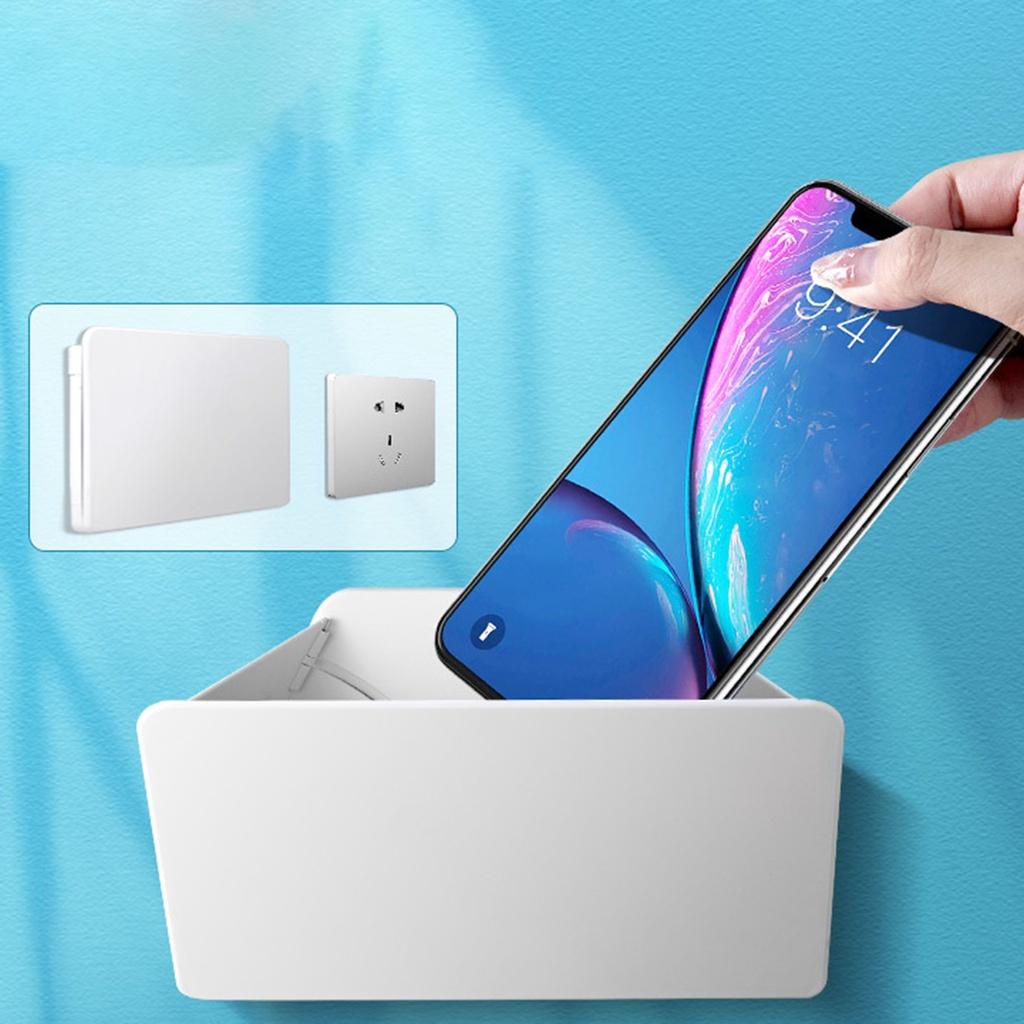 【ky】Mobile Phone Storage Box Wall Mounted Punch-free ABS Easy to Install Foldable Gadget Storage Shelf for Home Bathroom Toilet