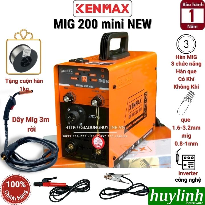 Máy hàn 3 chức năng Kenmax MIG 200 mini NEW - Tặng kèm 1 cuộn dây 1kg - Dây MIG rời 3 mét