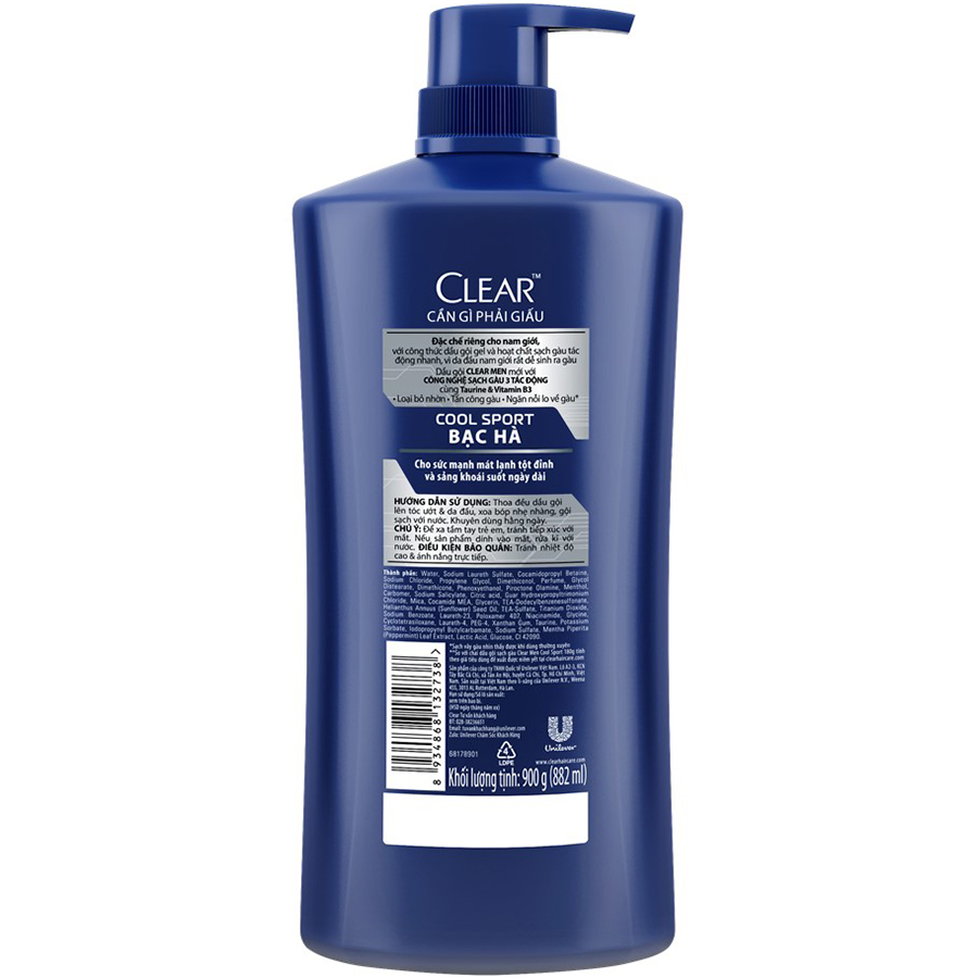 Combo 02 Dầu Gội Clear Men Trị Gàu Và Ngăn Gàu(900g)