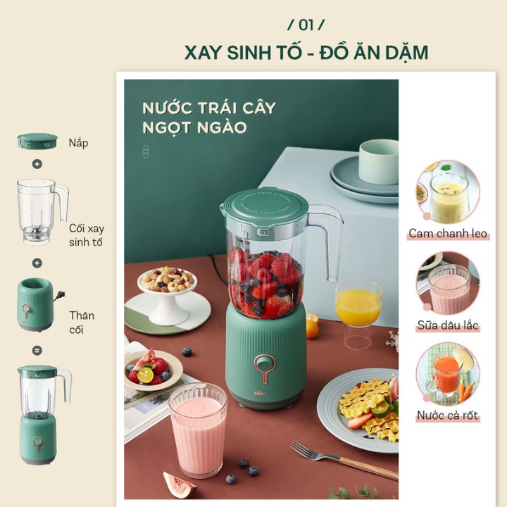 Máy Xay ăn Dặm Đa năng 3 Cối BEAR Xay Thịt, Xay Đồ Khô, Xay Đồ Ăn Dặm Công Suất Lớn BL-B10V2 - Hàng chính hãng