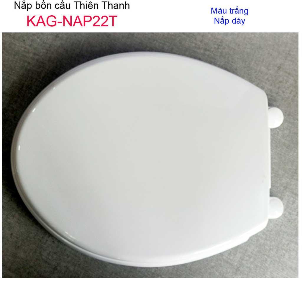 Nắp đậy cho bồn cầu Thiên Thanh KAG-NAP22T, Nắp cầu 2 khối nhựa trắng bóng