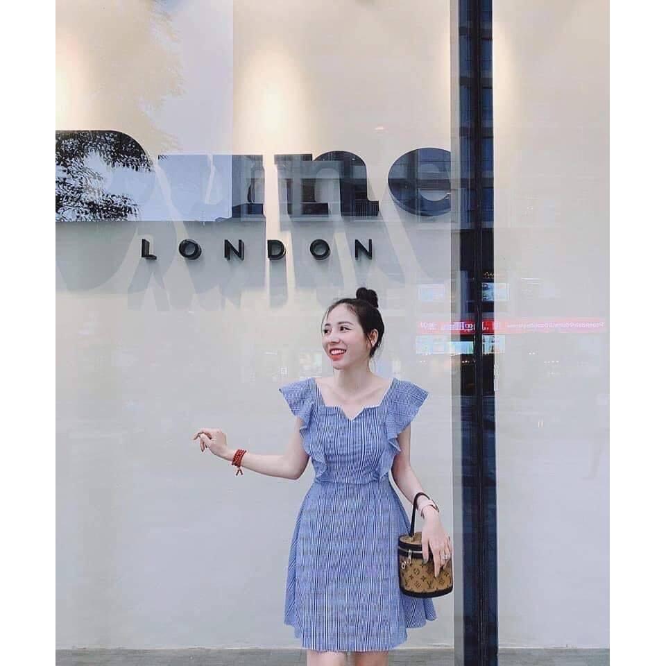 Đầm caro beo vai nơ siêu xinh