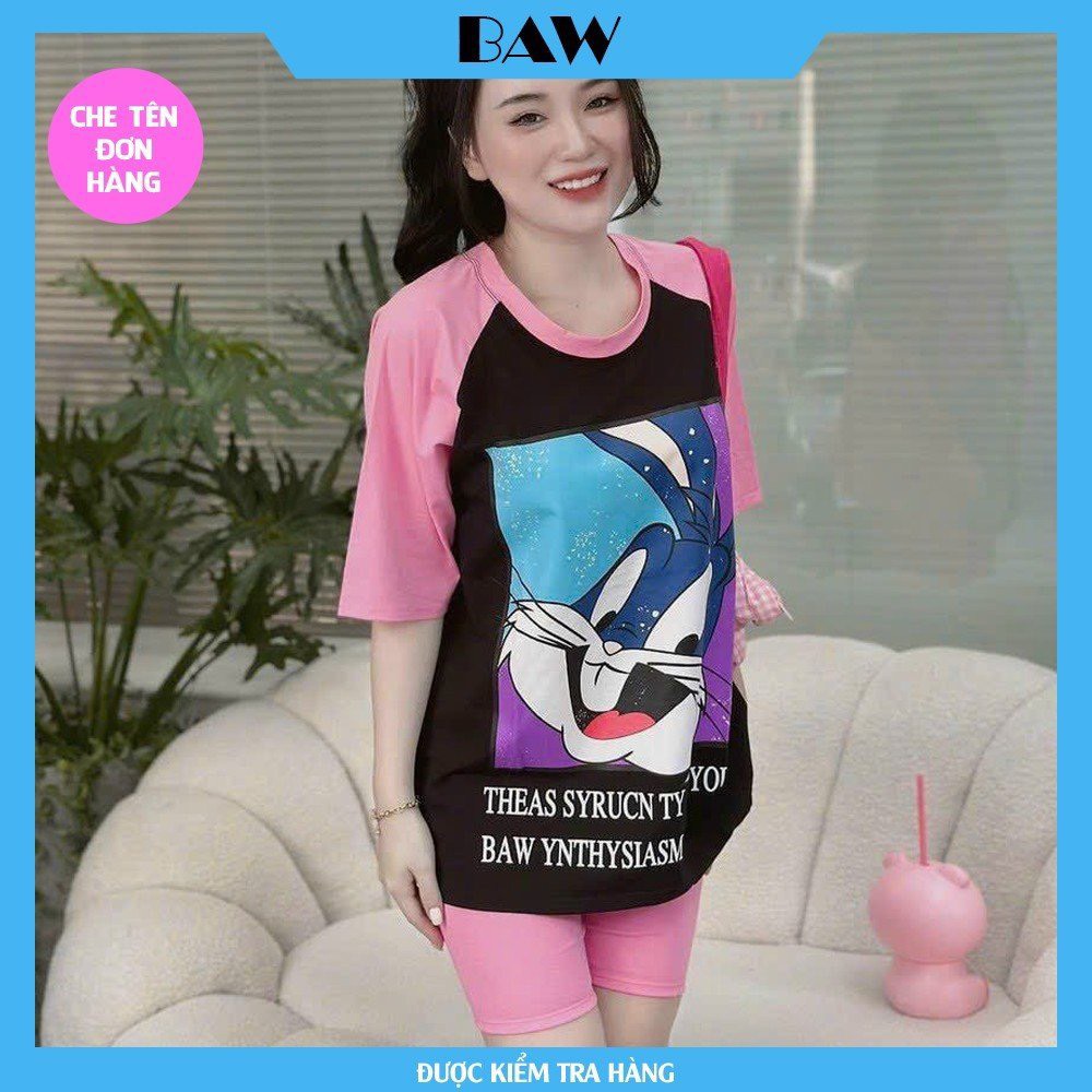 Đồ Bộ Nữ, Đồ Bộ Nữ Mặc Nhà Quần Thun Gân Có Túi, Đồ Bộ Nữ Cotton Dày Dặn In Họa Tiết Siêu Dễ Thương, Đồ Bộ Ngủ Nữ, Đồ Bộ Nữ Dài Thương Hiệu Baw MM8