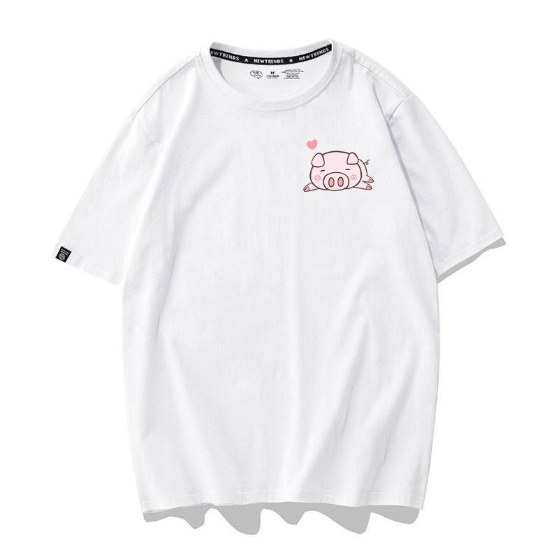 Áo Thun Nữ Tay Ngắn Icon Heo Hàn Quốc - Unisex - Cotton - Mã AT008