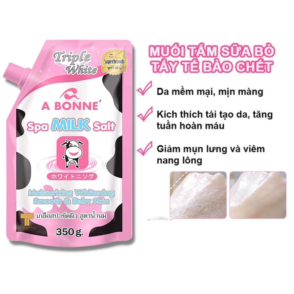 Muối Tăm Sữa Bò A bonne - Tẩy Tế Bào Chết Body Và Da Mặt Thái Lan Hương Sữa Tươi 350g