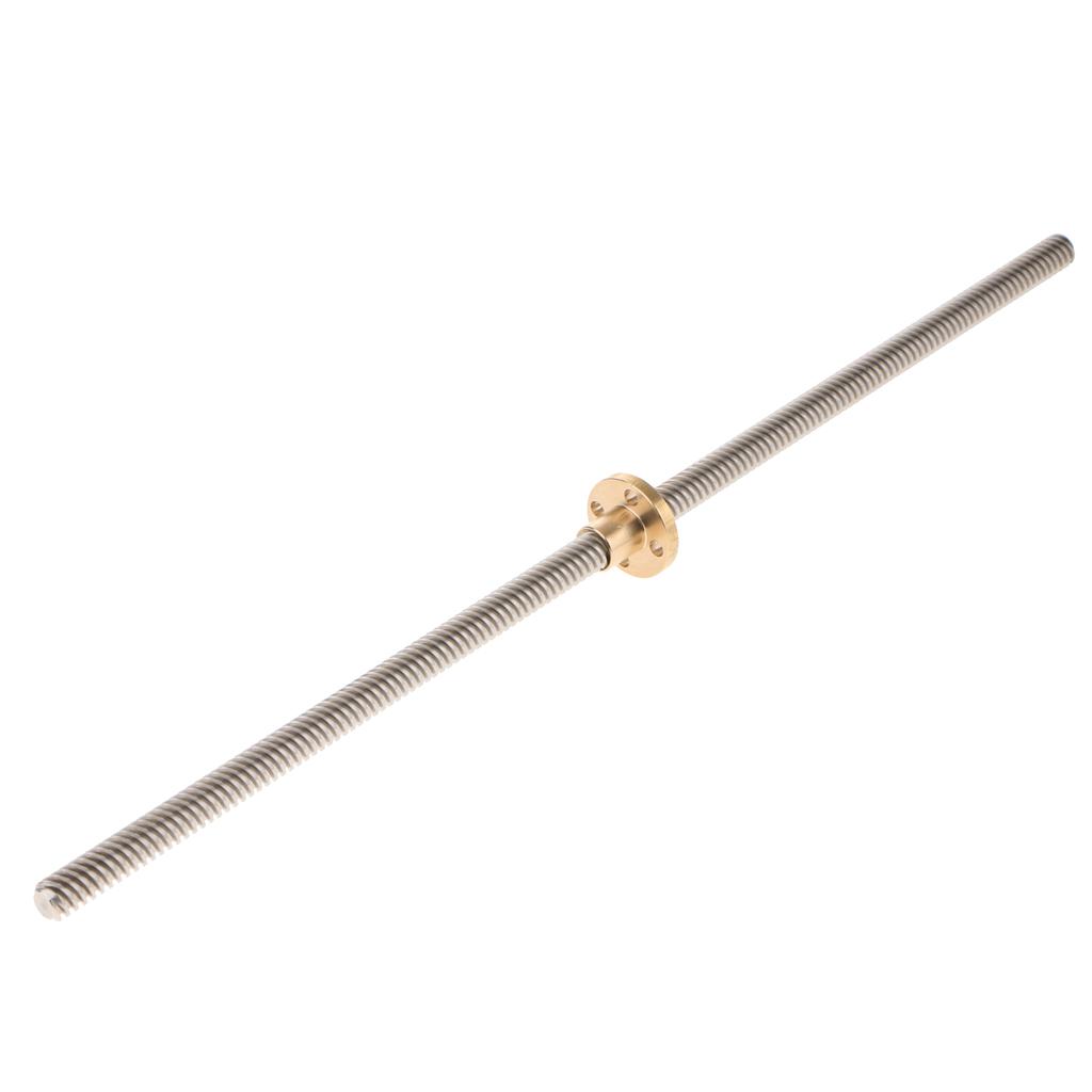 T8 Stainless Lead Screw With Copper Nut For 3D Printer Kit Parts Dia 8mm