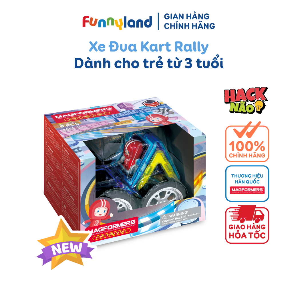 Đồ chơi xếp hình nam châm Hàn Quốc Magformers Xe đua Kart Rally phù hợp với bé từ 3+