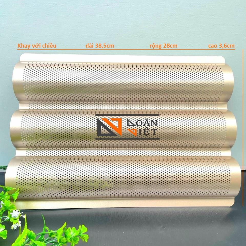 Khay Bánh MÌ màu VÀNG ĐỒNG SIÊU ĐẸP CAO CẤP. Khuôn Bánh mì Pháp Baguette Thép Carbon CHỐNG DÍNH mâm chảo lớn Gia Đình