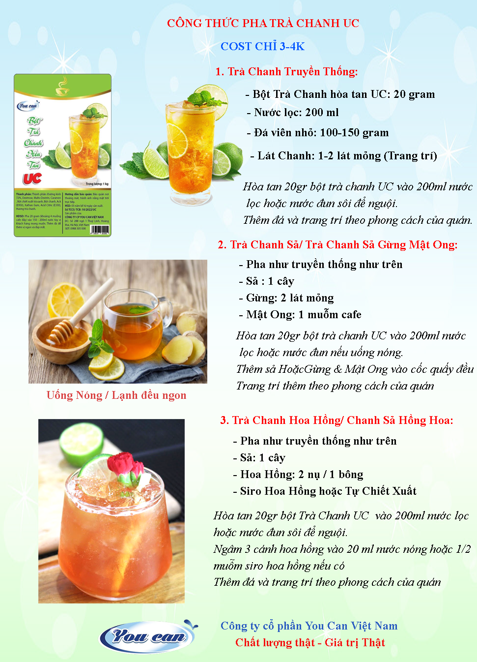 Trà Chanh Hòa Tan UC hàng chính hãng/ Bột trà hoa quả PHA SẴN SIÊU NHANH thơm ngon chuẩn vị.