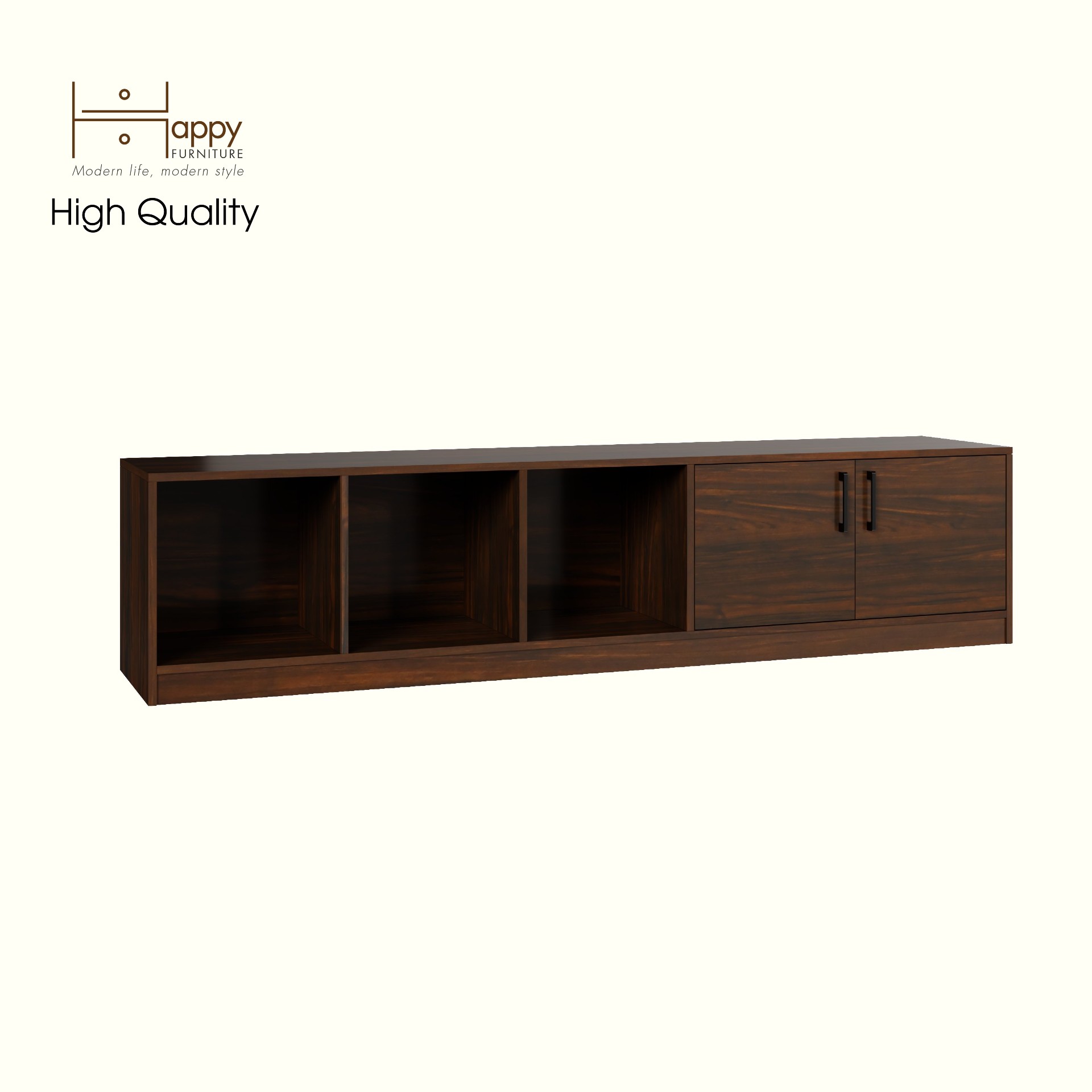 HAPPY FURNITURE , HEINEE - Kệ TV 2 cửa mở, KTV_069 , 200cm x 40cm x 46cm DxRxC, sản phẩm phổ thông